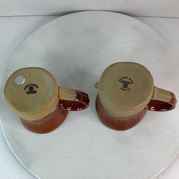 Takahashi Le Chef Pottery Chefs Hat Mug Hand Painted Stoneware Set of Two Brown - Picture 7 of 11